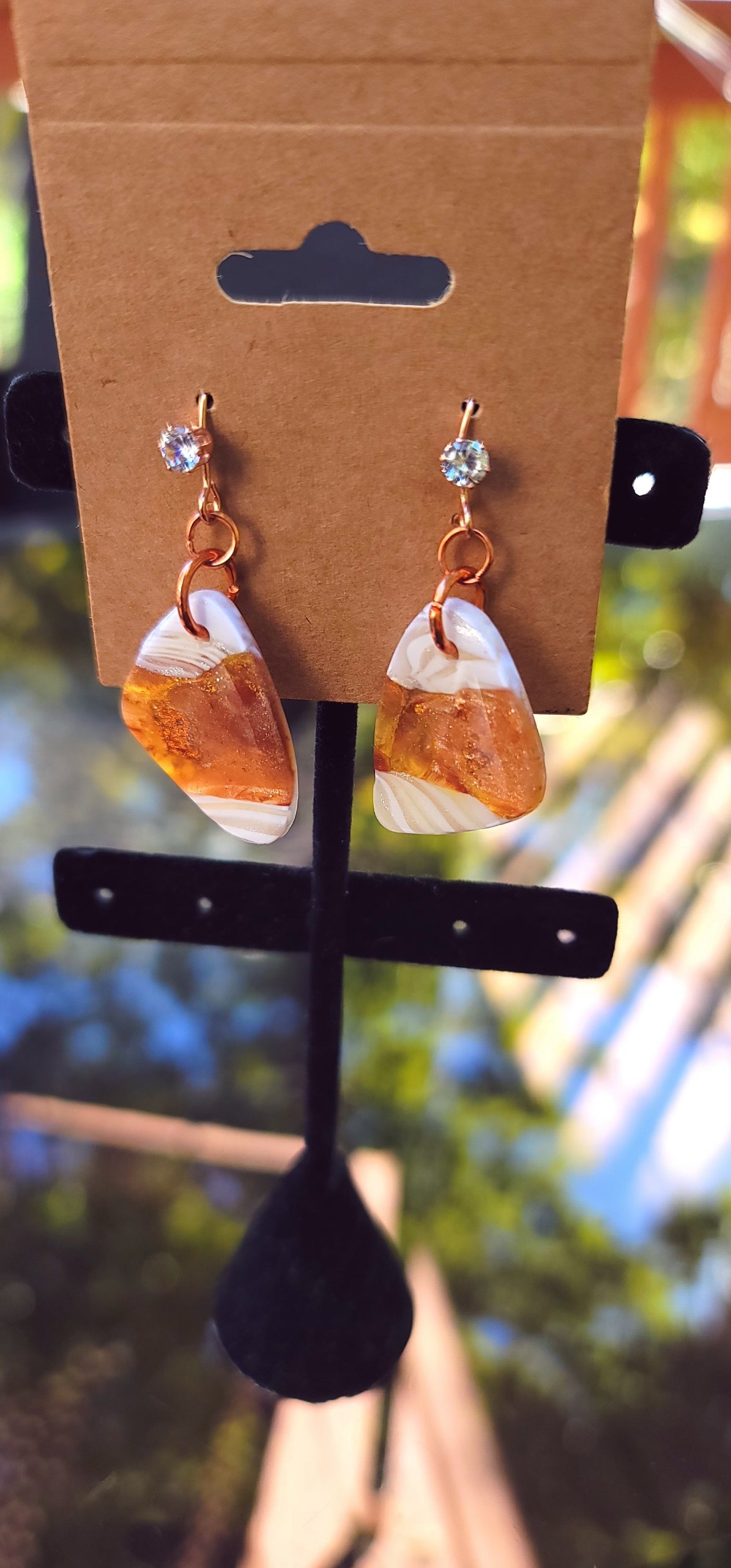 Amber & Cream Cubic Zirconia Studed Drops