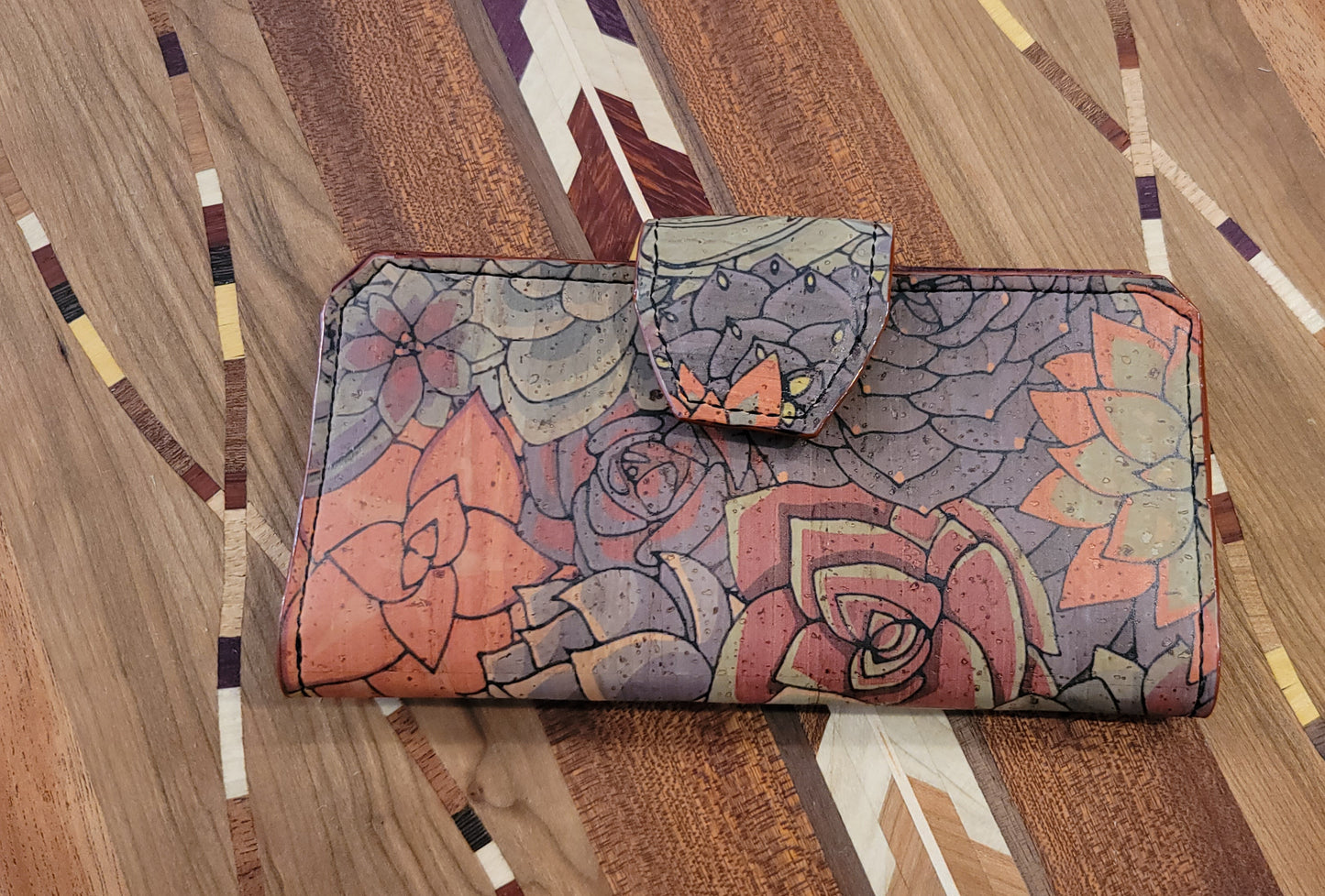 Succulent Themed Cork Wallet